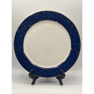 Sakura Galaxy Blue 14kt Gold Serving Platter, Made in Indonesia, 12" Diameter
